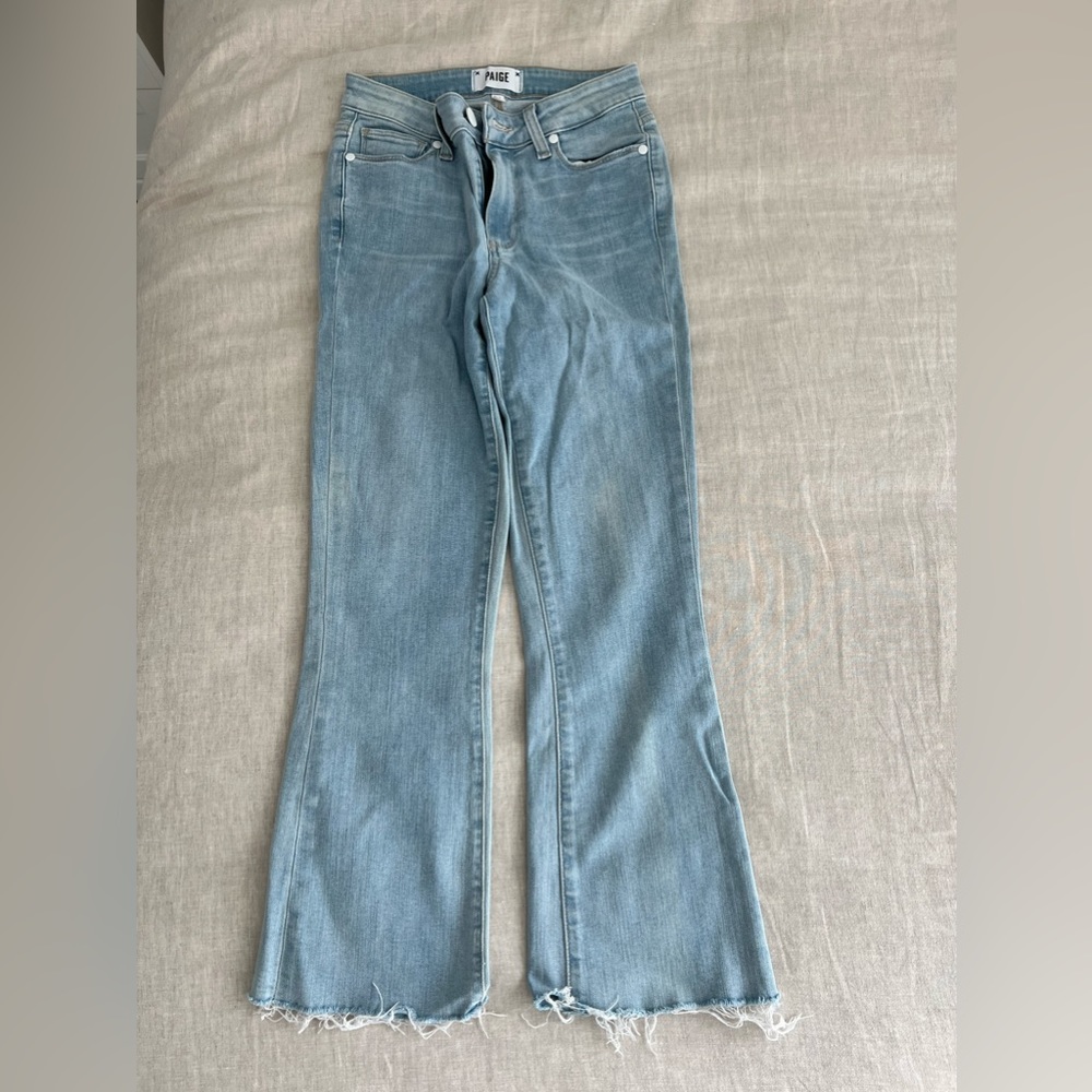 Paige light wash ankle flare jeans, size 24